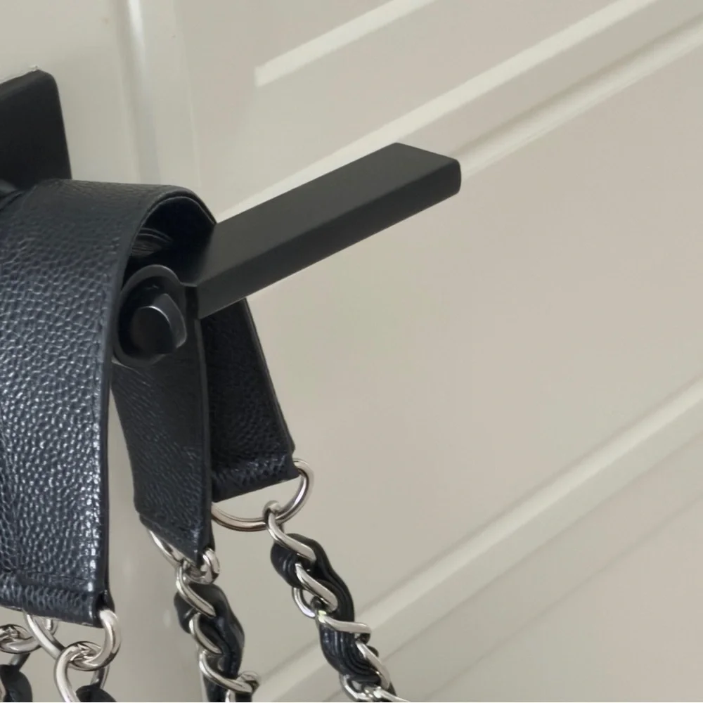 CHANEL Black Quilted Caviar Leather Shoulder Bag with Silver Hardware